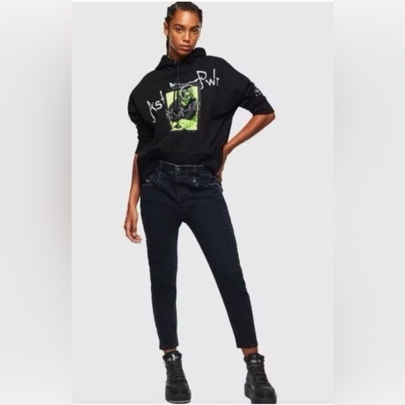 Diesel Denim - Diesel Fayza Relaxed Boyfriend Jeans Womens 25 Low Waist Ankle Cropped Barrel